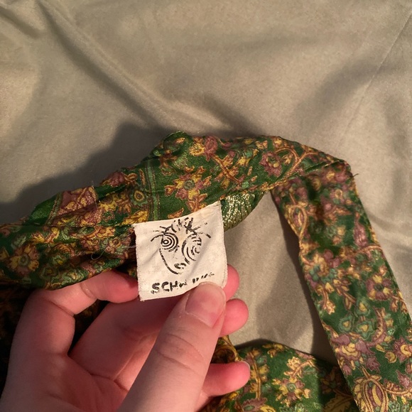 Reversible Wrap up patchwork skirt handmade XL hippie silk - Picture 4 of 4